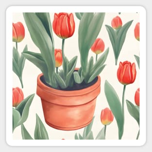 Tulip Trails: A Floral Leaf Design Sticker